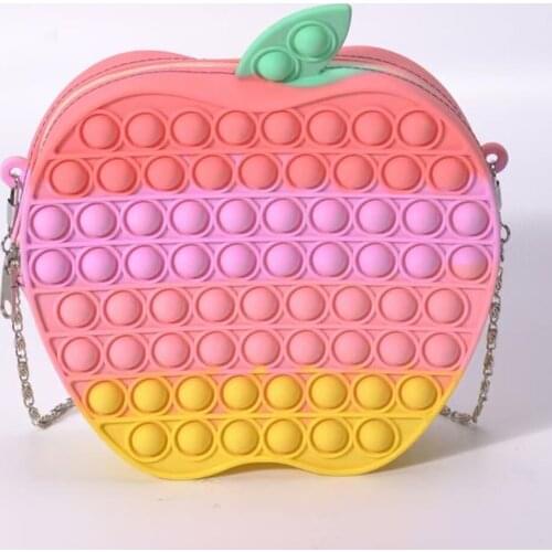 Anti-Stress Push Bubble Apple Chain Bag Decompression Press Storage Handbag Kid Adult Family Intelligent Organizer Sensory Toy