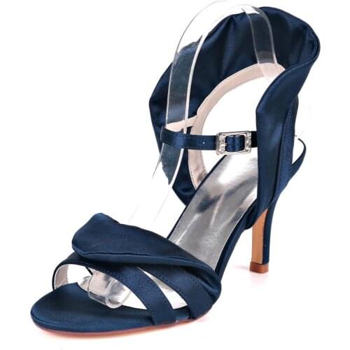 Baroque style satin dress sandals ankle strap lady shoes high heels bridal wedding party prom thin strappy eggplant hotpink