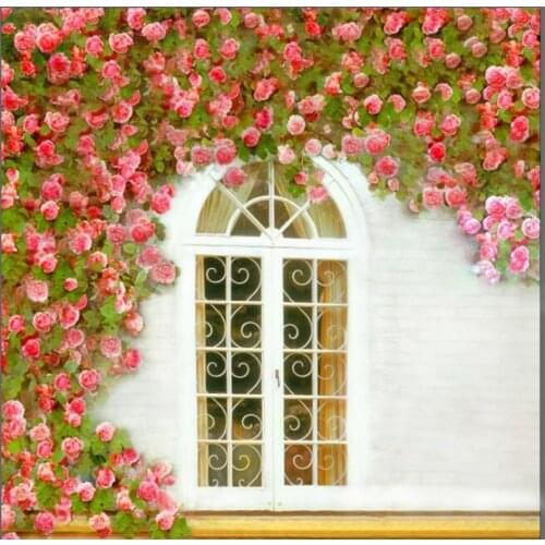 VinylBDS Flowers House Photo Studio Background High Quality Window Photography Backdrops Cartoon Seamless Backdrop