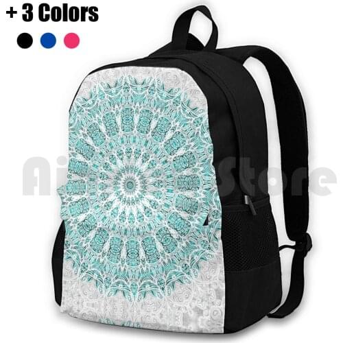 A Glittering Mandala Outdoor Hiking Backpack Waterproof Camping Travel Glitter Glittering Gloss Glossy Pattern Mandala Border