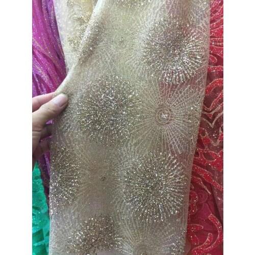 SYJ-11940 champagne shining hand print glitter luxury tulle mesh for evening dress/sawing//wedding,fast ship by dhl