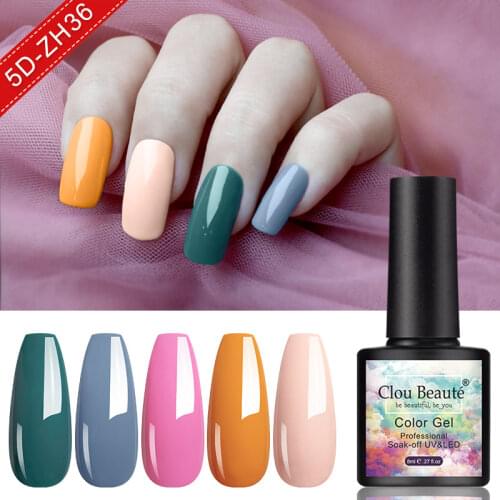 Clou Beaute 5PCS/Lot UV/LED Soat-OFF Gel Nail Polish Varnish Color Vernis Semi Permanent Nail Art Set Base Top Coat Gel Polish