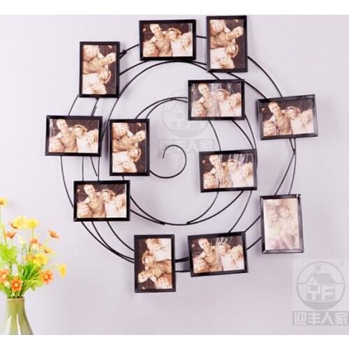 Ou, wrought iron photo wall Sitting room background wall frames Photo wall study bedroom picture frame Hanging a picture frame