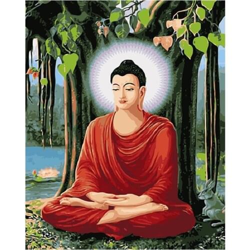 GATYZTORY Meditation Buddha diy oil paint By Number Figure Handpainted diy Canvas Painting by numbers Home Wall Art Picture