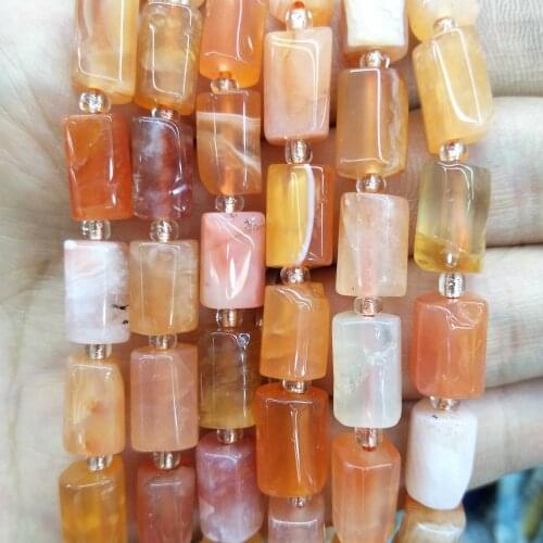 Natural Stone Faceted Orange Stripe Agates Beads Cylinder Spacer Beads For Jewelry Charm DIY Making Bracelet Necklace Material