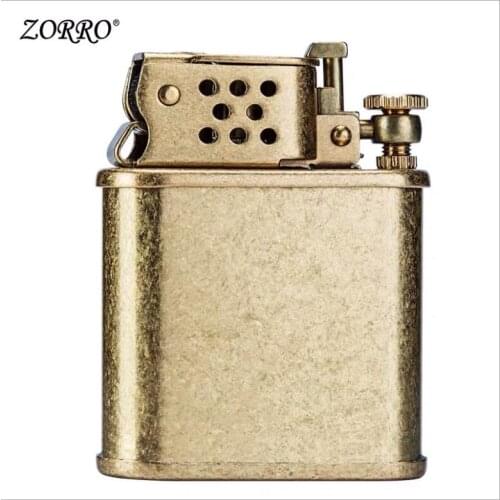 Zorro Kerosene Lighter Pure Copper Old Style Gasoline Oil Lighter Classic Spring Cap Ignition Outside Tool Men Gift