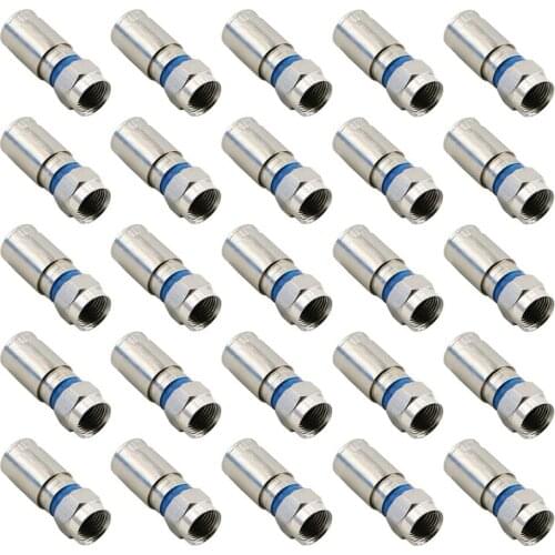 Compression RG6 F Connector Coax Coaxial Adapter Plug for Satellite & Cable TV (25 Pack)