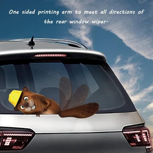 A Cute Cartoon Beaver Removable Car Styling Waving Wiper Sticker and Decals PVC Rear Window Windshield Stickers Auto Accessories
