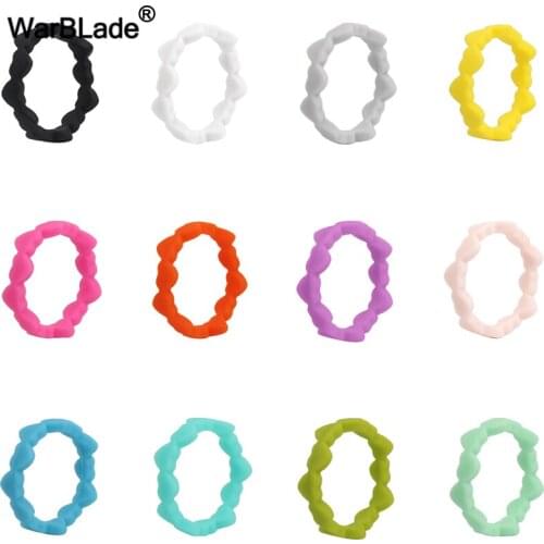 WarBLade Fashion Heart Silicone Rings 3mm Hypoallergenic Flexible Food Grade FDA Silicone Finger Ring Women Wedding Rubber Bands