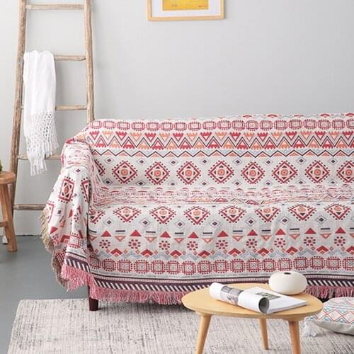 [MUZE-U]Bohemian geometric decor blanket tassel sofa cover bedroom towel blanket traveling portable thread blanket tapestry rug
