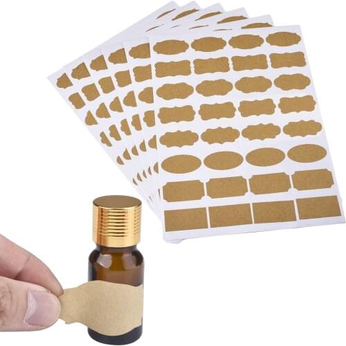 96/160/256 Pcs Fancy Kraft Paper Labels Sticker Essential Oil Perfume Essence Lotion Cosmetic Cream Bottle Kraft Label Stickers
