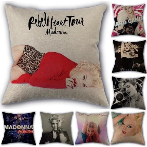 Custom Madonna Pillowcase Cotton Linen Fabric Home Textile Square Pillowcase 45X45cm Wedding Decorative No Fade