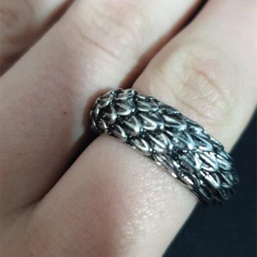 New Punk Dragon Scale Engagement Ring Hip Hop Mens And Womens Metal Ring Fashion Silver Lovers Ring Pirate Scale Ring Jewelry