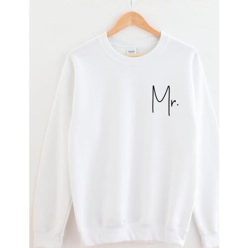 Skuggnas New Arrival Mr. Sweatshirt Honeymoon Sweatshirt Mr and Mrs Shirts Couple Sweatshirt Groom Fashion Couples Hoodie
