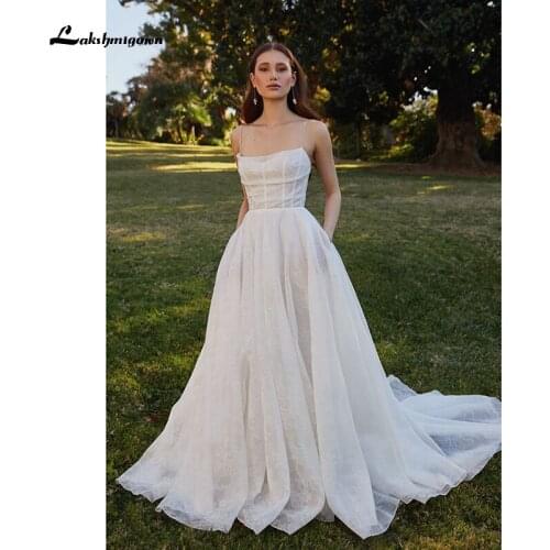 Charming Boho Wedding Dresses Spaghetti Straps White/Ivory Chiffon Beach Bridal Gown Appliques Custom Made Robe de Mariee