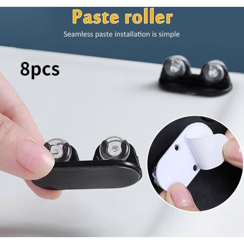 8pcs Adhesive Pulley Storage Box Casters Trash Can Self-Adhesive Furniture Caster Wheel Silent No Scratches Box Wheels plinth