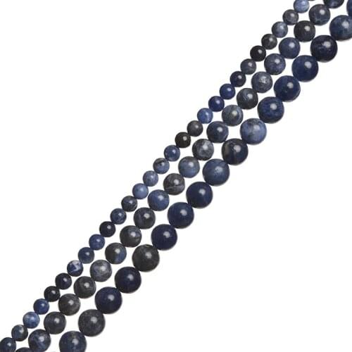 Blue Round Stone Beads 6/8/10mm Suitable For Blue Striped Stone Bracelets 16inch H744