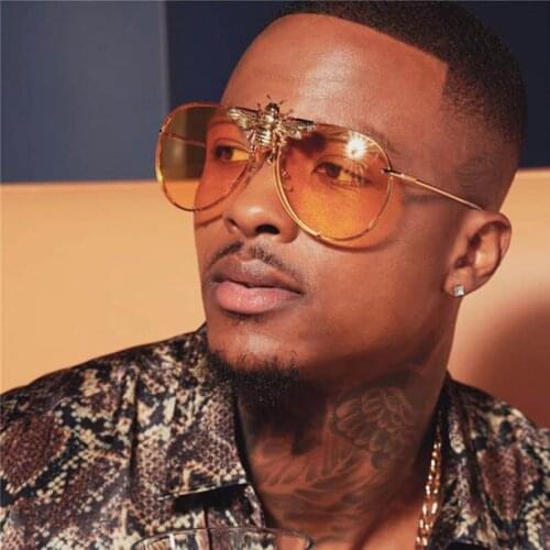 2021 Bee Sunglasses Men Vintage Oversized Gradient Glasses Luxury Brand Womens Alloy Pilot Sun Glasses 90s Big Shades Oculos