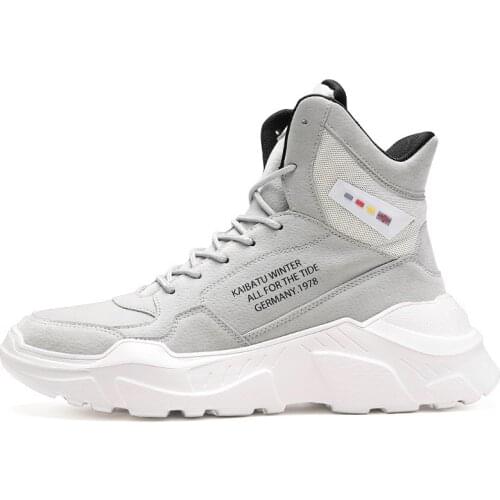 Sports High-top Thick-soled Casual All-match Mens Running Shoes Leather Fashion Winter Warm Boots Streetwear Mens Sneakers