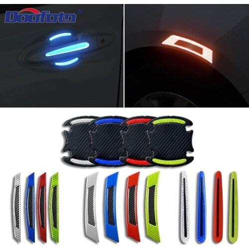 Doofoto 3D Reflective Strip Car Door Sticker Warning Tape Wrist Of Door Handle Sticker Exterior Accessories Decoration Styling