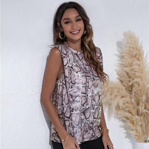 Loose Fit Sleeveless Casual T Shirts Camisole Blouse Tees Vest Party Club 2021 Summer Womens Snake Leopard Print Tank Tops