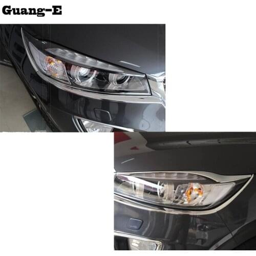 Top For Kia Sorento L 2015 2016 2017 Car Front Head Light Lamp Eyebrow Molding Frame Stick ABS Chrome Cover Trim Panel Frame