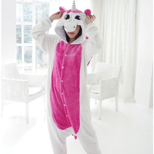 Women Animal Unicornio Costumes Halloween Cosplay Cartoon Animal Sleepwear Kids Girls Boys Kigurumi Pink Unicorn Onesies