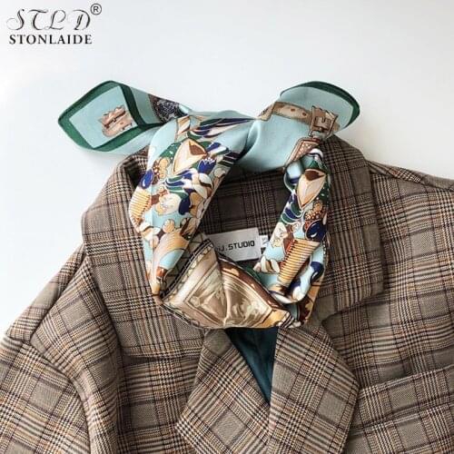 53X53CM Spring Autumn New 100% Mulberry Silk Small Square Scarf For Women Fashion Printing EURO Womens Neckerchiefs Hair Scarf