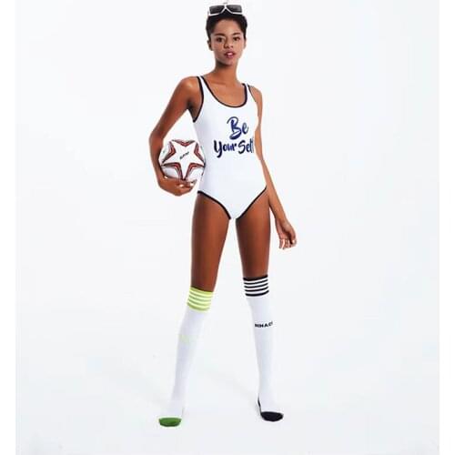 Daddy Yan Swimsuit Women One Piece Bathing Suit Colourful Motion Offset Printing Letter Bodysuits Sexy Beachwear Bathers