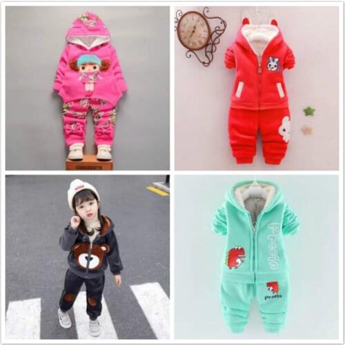 Winter Kids Wear Girl Boys Clothes Set Children Autumn Dinosaur Sweater Hoodie Long Sleeve Coats + Pants Newborn Toddler Outfits