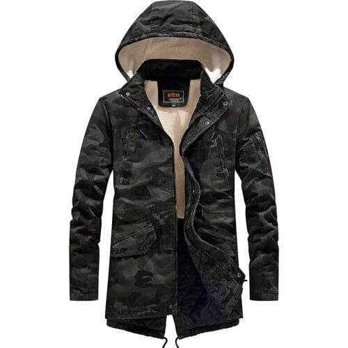 Winter New Style Mens Casual Military Camouflage Detachable Cap Cotton-padded Clothes