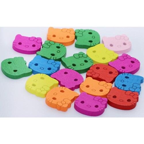 100pcs/lot Mixed Cute Girl Wooden Buttons Craft And Scrapbooking 20mm x 20mm Sewing Accessories Wood Craft MS 003
