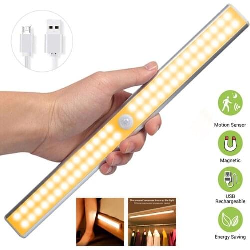 24/40/60 LED USB Rechargeable Under Cabinet Light Wireless Motion Sensor Closet Light Magnetic Strip Kitchen Night Lamp For Room