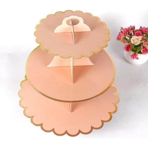 3 Tier Cupcake Stand Dessert Holders Convenience Cardboard Cupcake Stand for Wedding Home Birthday Party UD88