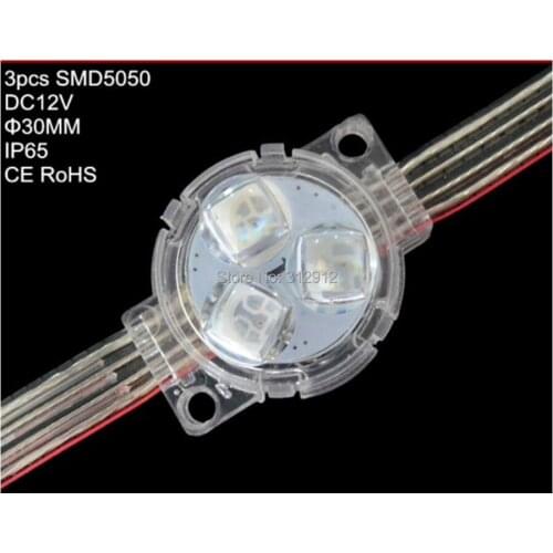 30pcs DC12V 30mm DMX512 led pixel module;IP68 rated;0.72W;20cm wire spacing;standard dmx