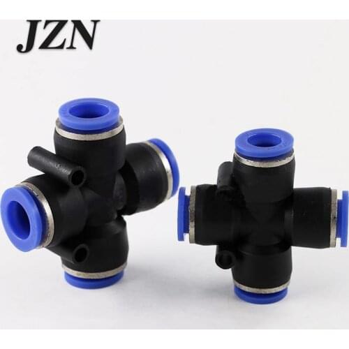Free shipping ( 10 PCS ) Pneumatic Cross Four-Plastic Quick-Pipe Air Line Duct Adapter PZA-4/6/8/10/12mm