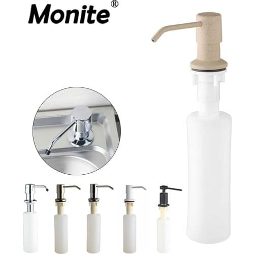 Monite White Soap Dispenser Kitchen Sink Deck Mounted Bathroom ABS Plastic Chrome Polished Black Liquid Soap Dispenser Bottle