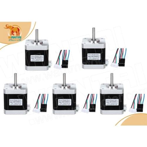 EU Ship)5PCS 3D Printer Motor Nema17,4000g.cm, 1.7A,connector 1M wire, 42BYGHW609-X1, Wantai Stepper motor