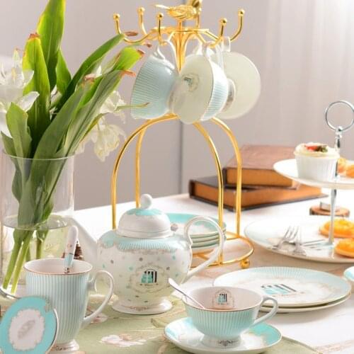 European Tea Mug Ceramic Cute Turkish Coffee Set Simple Cup and Saucer Porcelain Gold Holder Tazas De Te Set of Cups AC50BD