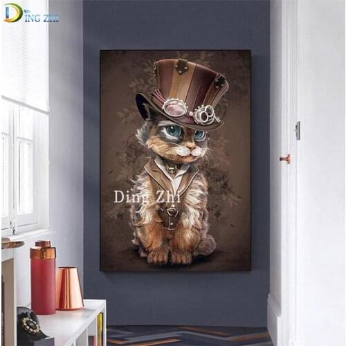 Cartoon Hat Cat Square Round Drill Diamond Painting Rhinestone Mosaic Set Diamond Embroidery Cross Stitch Diy Handmade Crafts