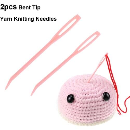 2pcs Bent Yarn Knitting Needles Big Eye Sewing Needles Tapestry Darning Needle