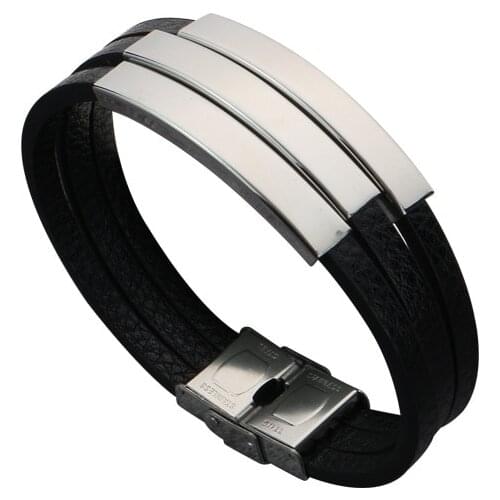 Custom Logo Name Engrave 3 Leather Bangle & Bracelet Women Handmade life-saving Men Rope Id Bracelets