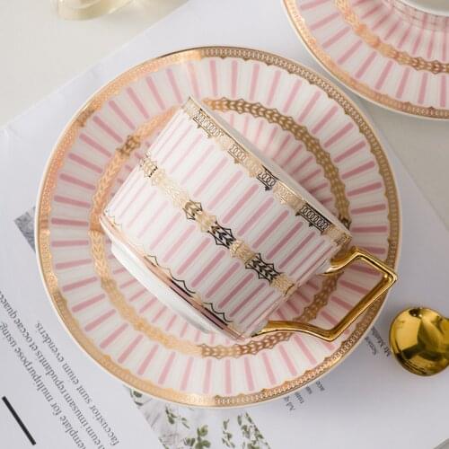 Bone China Coffee Mug Tazas Ceramic Tea Cup Set Espresso Canecas Tasse Kubek Vaso Drinkware Teaware Copo Nordic Gold Striated