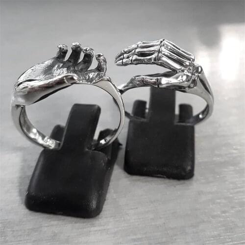 316L Stainless Steel Rings Unique Friendship & Love Couple Puzzle Ring Unisex Skeleton Biker Jewelry