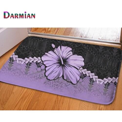DARMIAN Carpets for Living Room Polynesian Hawaii Hibiscus Printed Home Entrance Doormat Bathroom Decor Non-slip Floor Alfombras