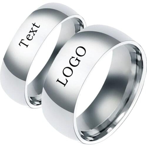 Laser engraving text, pattern Trendy Stainless Steel Rings for Women and Men Personalized Customized Ring Jewelry Accessories