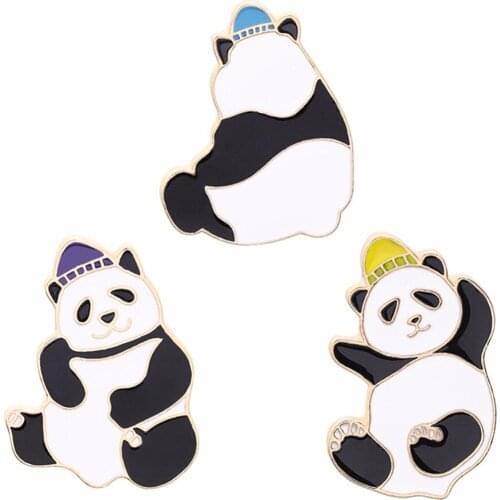 Fashion Enamel Cute Panda Brooch Creative Kawaii Animal Cartoon Pin Coat Collar Bag Cap Badge Jewelry Gift For Men Women Kids