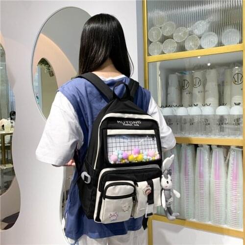 Fashion Womens Backpack Harajuku Style Nylon Waterproof school bag For Girls Large Capacity Backpacks With Many Pockets 2021