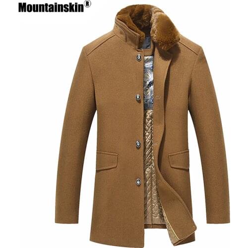 Mountainskin 2020 Winter Mens Wool Jacket Stand Collar Thick Mens Wool Jacket Casual Windproof Cold Protection Coat Male SA953