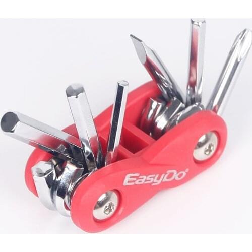 Easydo 10 in 1 Bicycle Tool Kit 3 inch Screwdriver Wrench Set Flat Cross T25 Hex Allen Keys 2/2.5/3/4/5/6/8mm Rainbow Color